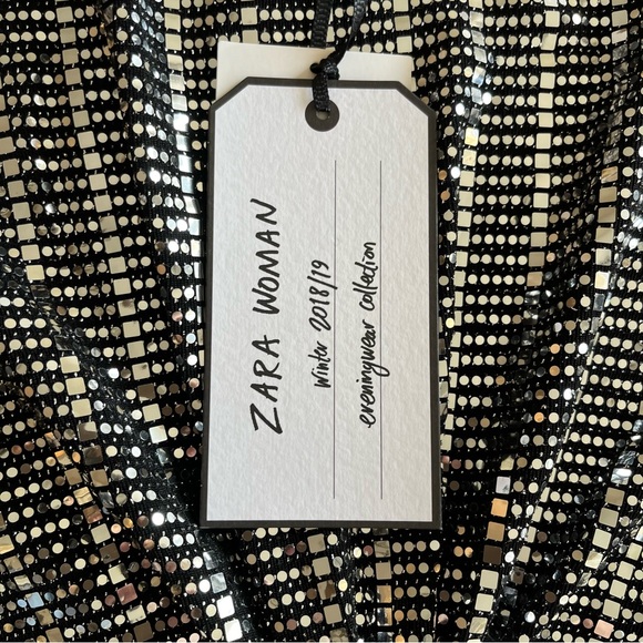 NWT Zara Black Sequins Mirror Cutout Cocktail Mini Dress - Picture 4 of 9